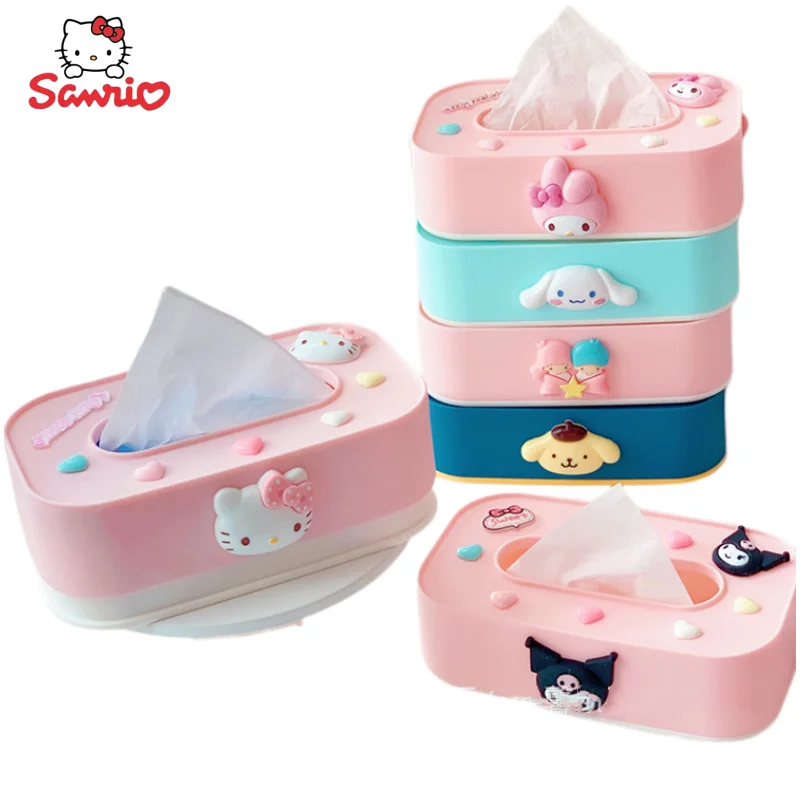 

Sanrio аниме периферийный кавайный милый мультяшный Hello Kitty рулон корицы поднимающийся ящик коробка креативная коробка для салфеток подарок оптовая продажа