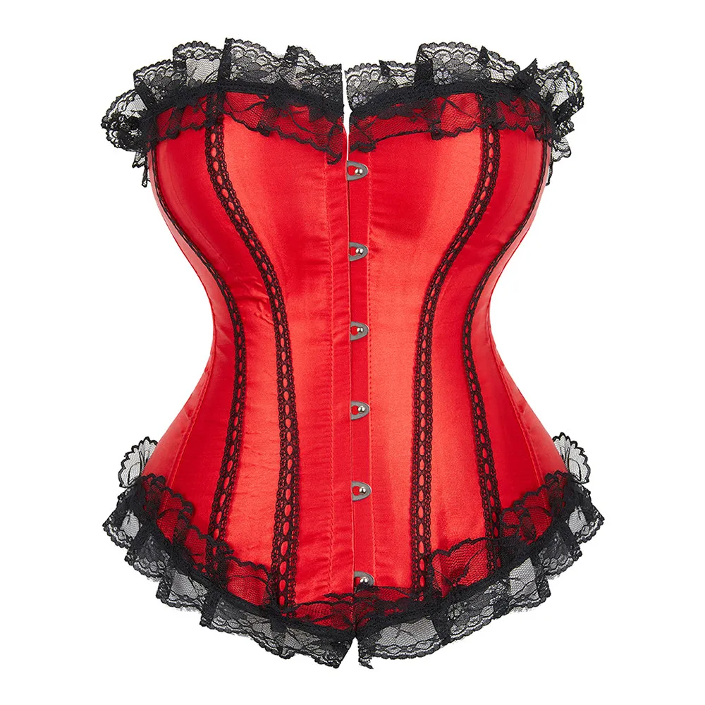 

Sexy Corsets Bustiers For Women Lace Bowknot Decorated Clubwear Showgirl Body Shaper Tops Lingerie Corselet Overbust Plus Size