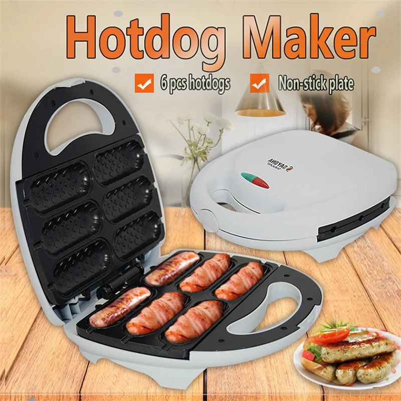 Electric Hot Dog Machine Sausage Roaster Breakfast Ham Roaster Non-Stick Waffles Maker French Muffin Sausage Baking 220V MB39