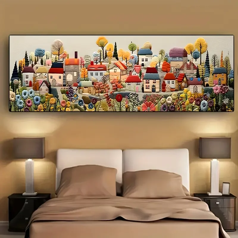 

Живопись на холсте "Сказочный городок", кремовый