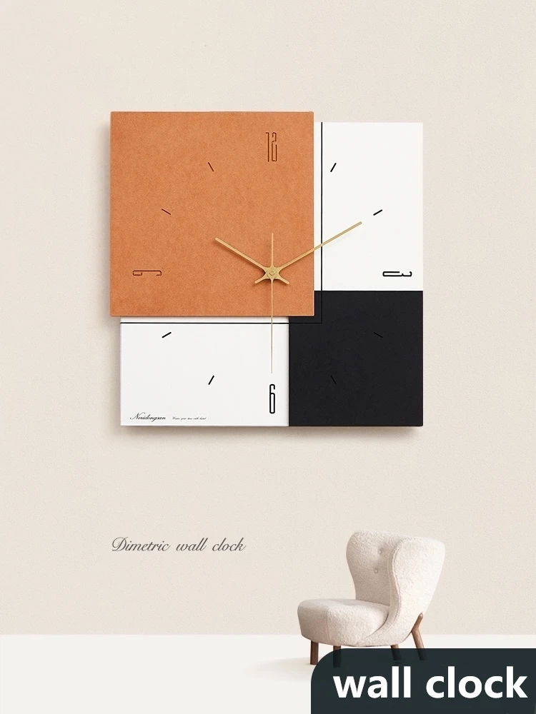 

Light luxury clock wall clock living room personality creative fashion modern minimalist art light luxury wall art style 40x40CM