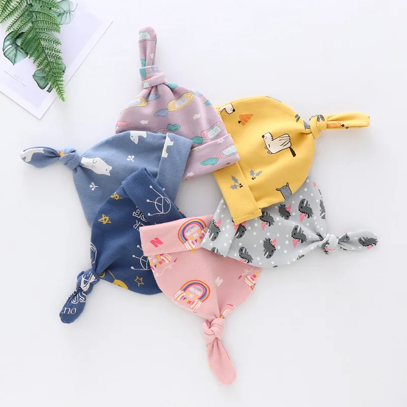 

16 Colors 100% Cotton Knotted Hat Newborn Baby Nep Beanie Kids Girls Baby Sleeping Hats Boys Girls Winter Warm Toddler Hats