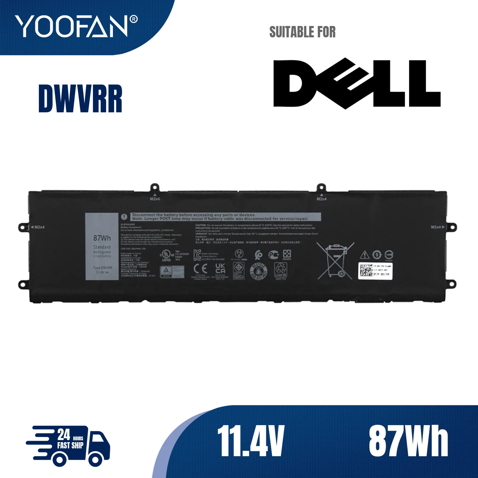 Аккумулятор YOOFAN DWVRR для ноутбука DELL Alienware X15 R1 R2 X17 Series 0817GN 817GN 0NR6MH NR6MH 11 4 в 87 Вт/ч