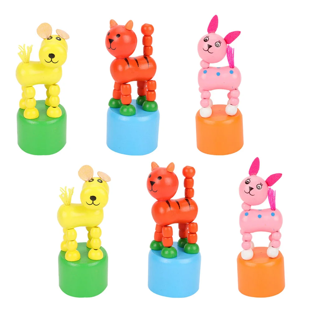 

Wood Playthings Animal Figurine Toys Dancing Animal Finger Puppet Mixed Style