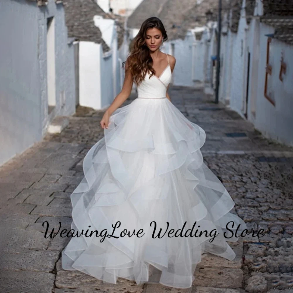 Классическое Свадебное платье принцессы с V-образным вырезом на бретельках