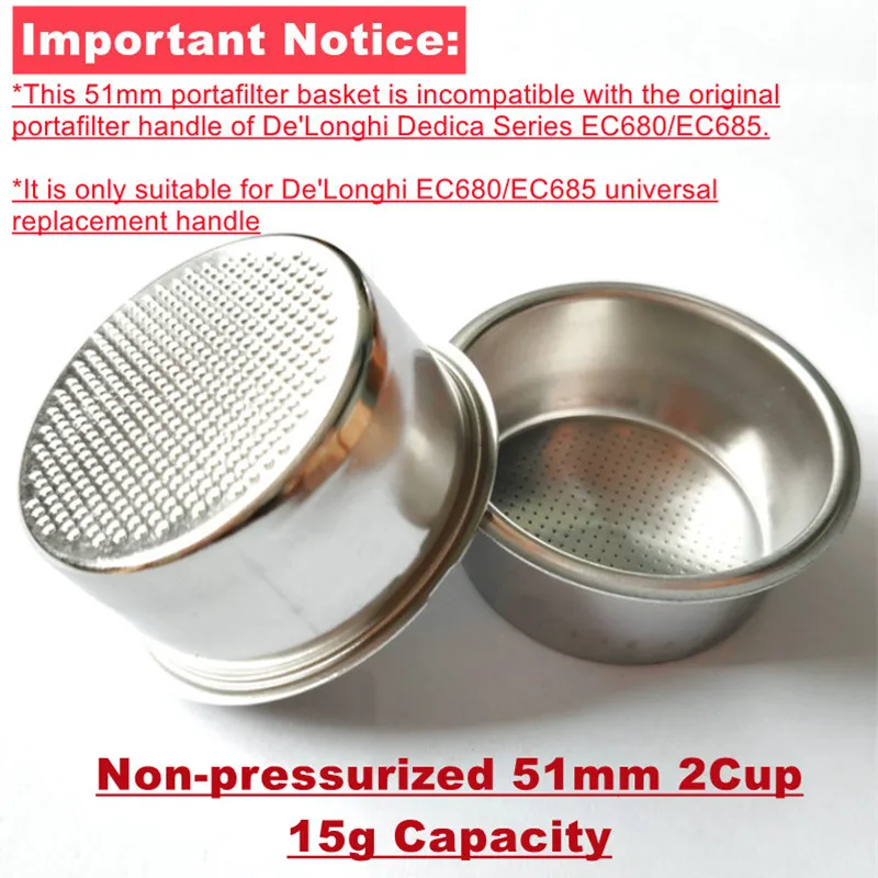 

Фильтр для кофе Delonghi EC685 EC680 51 мм стальной