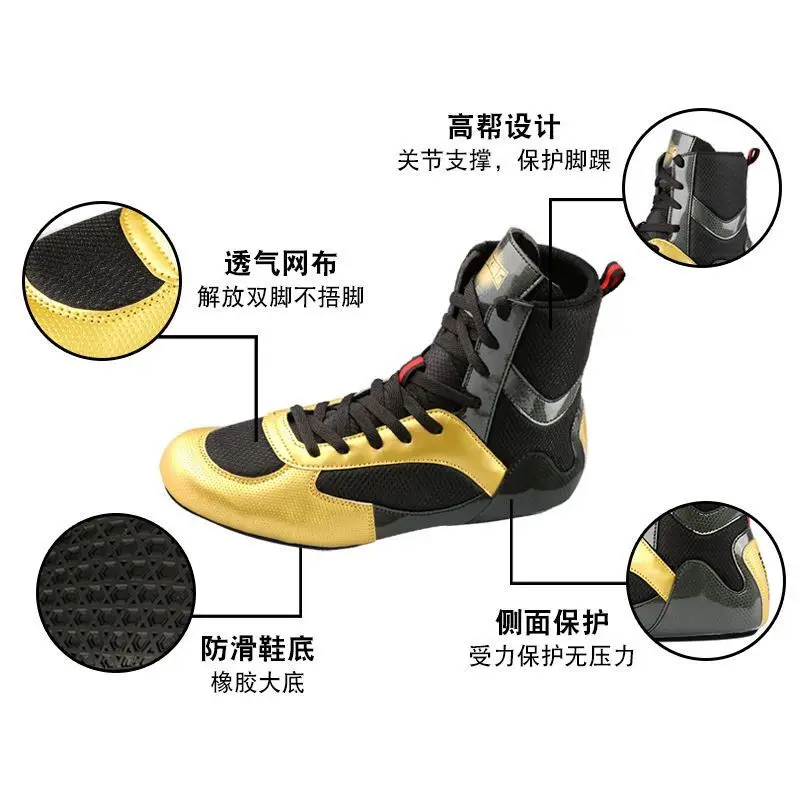 New Professional Boxing Shoes Youth Mesh Breathable Wrestling Shoes for Men and Women Plus Size 35-46lightweight Boxing Sneakers