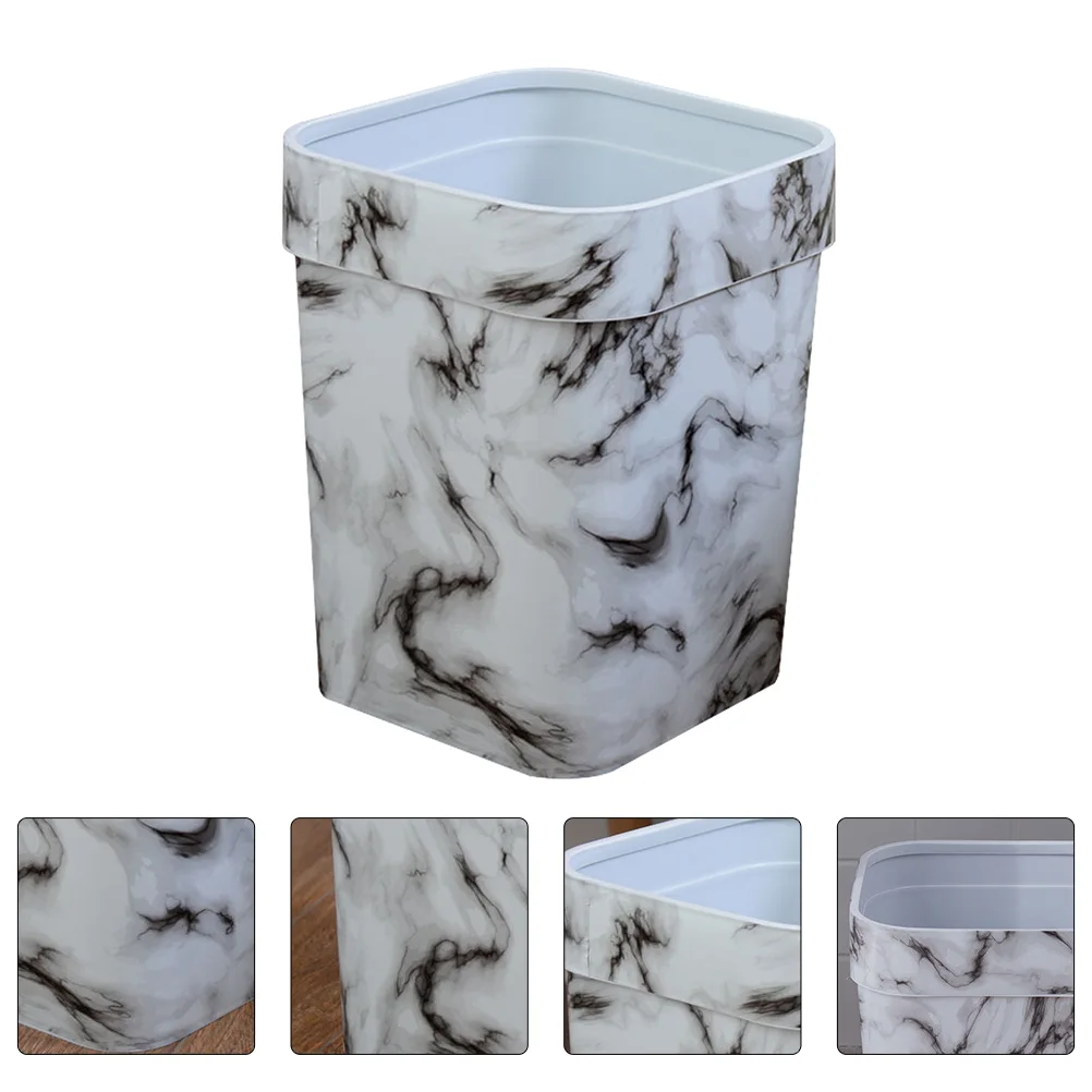 

Trash Can Bin Waste Garbage Container Basket Paper Rubbish Office Wastebasket Marble Bathroom Kitchen Simple Square Rustic