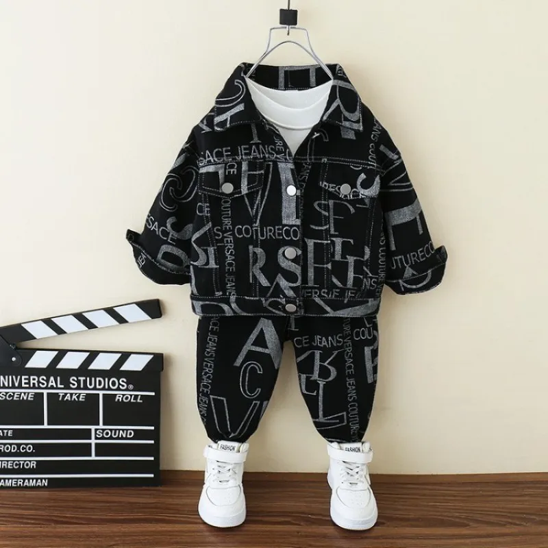 

Boys Coat + Trousers Cotton 2PCS/Set Kids Sport Suits 2023 Letters Spring Autumn Plus Size Teenagers Children Sets