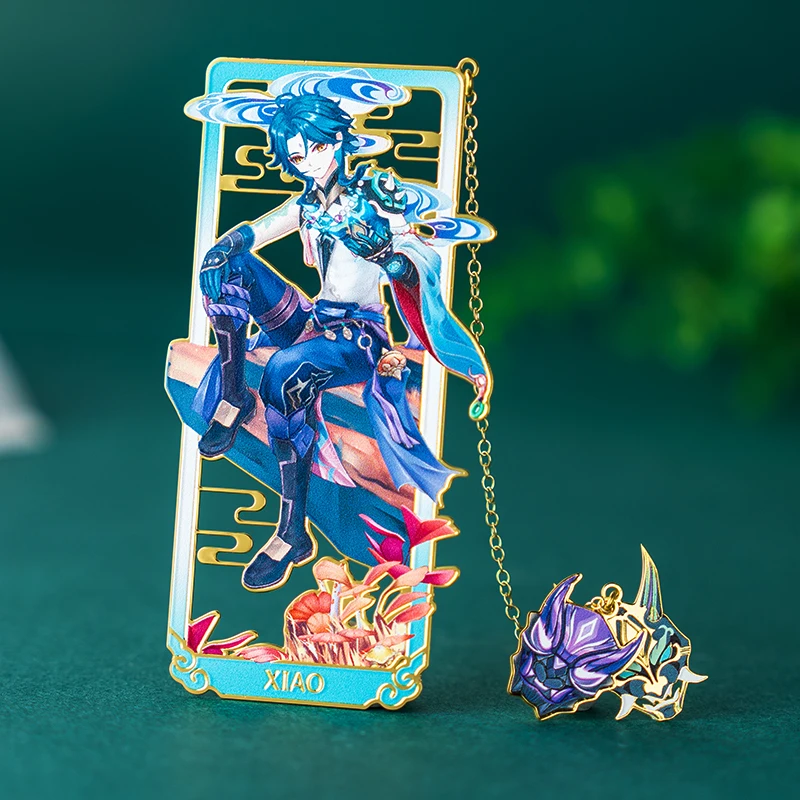 

Новинка Аниме Genshin Impact Xiao Косплей металлические закладки классический сувенир с вырезами кисточками кулон Декор Коллекция поклонников под...