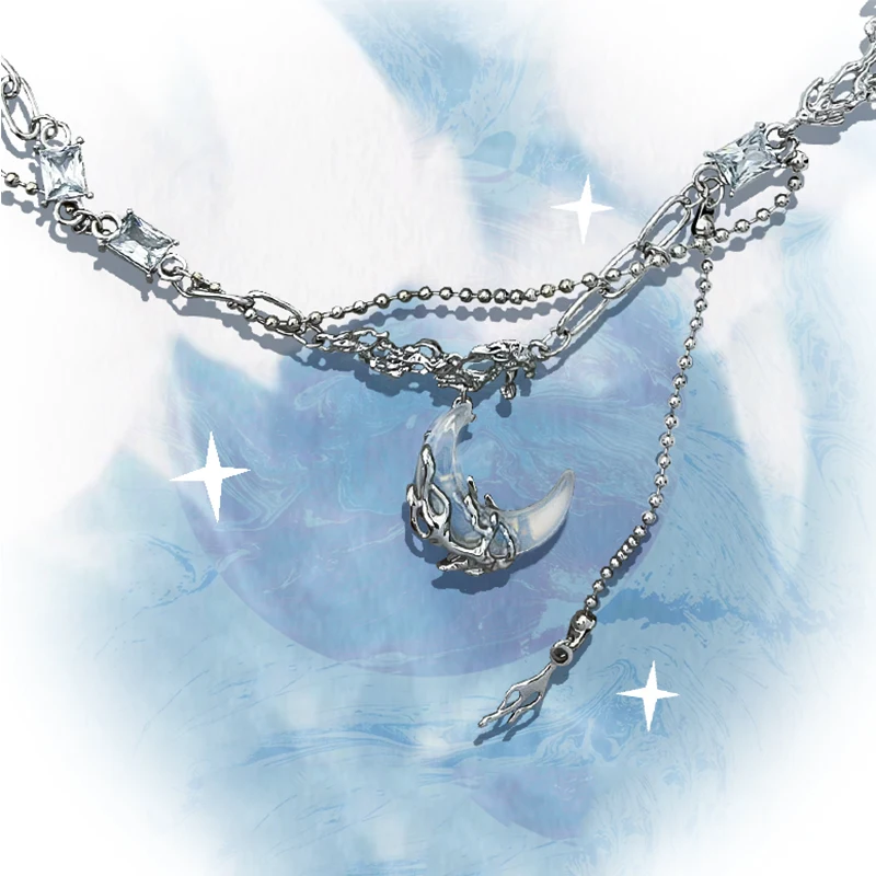 Женское ожерелье с подвеской в виде Луны, с кристаллами