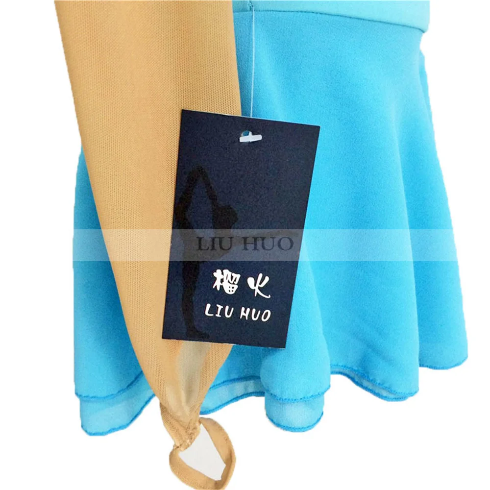 LIUHUO Women Girl Adult Performance Gymnastics Competition Leotard Ice Figure Skating Dress Tights Kid Blue Teen Dance Roller |