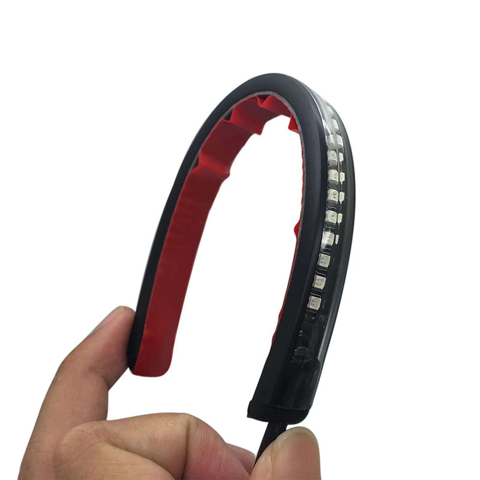 Фото Гибкая светодиодная лента 32SMD 3528 красного цвета, водонепроницаемая, универсальная, для стоп-сигналов, габаритных огней, подсветки номерного знака мотоциклов, квадроциклов и автомобилей №1