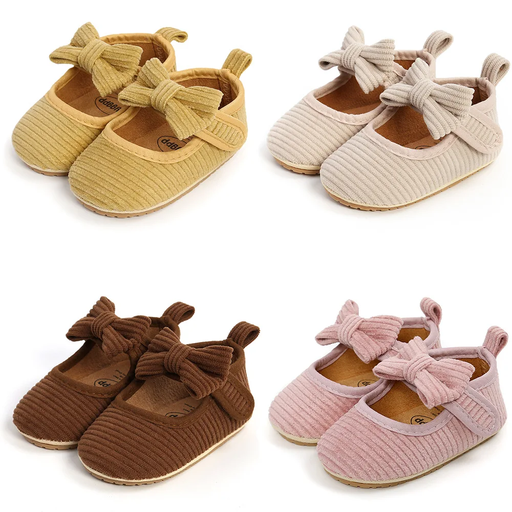 

Newborn Spring Fall Infant Baby Girls Shoes Solid Color Bow Shoes Baby Prewalker Anti-slip Shoes Baby Soft Sole Shoe 0-18 Months