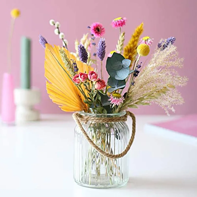 

Dried Flowers Palm Leaves Natural Rose Bouquet,Dry Pampas Grass Halloween Decorations for Home Wedding noel Decor Autumn Flowers