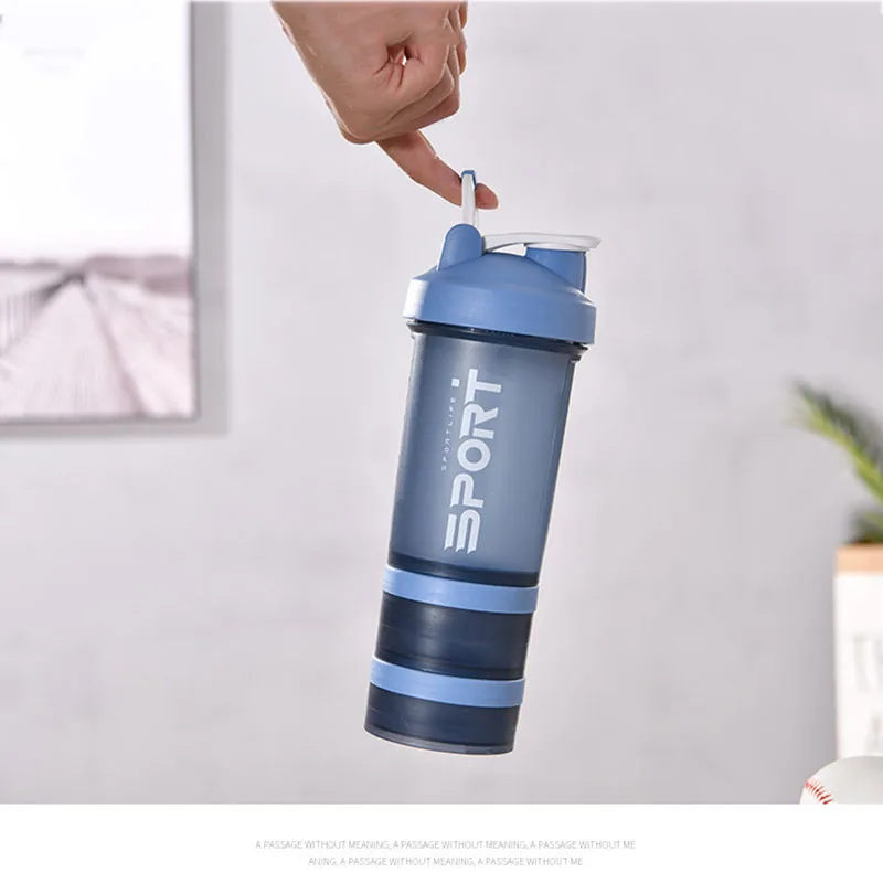 Portable Protein Powder Shaker Bottle High Capacity Drinking Container with Powder Case Plastic Blender Sports Water Cup images - 6