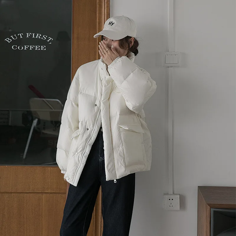 DEODAR Down Jacket New Women's Light Stand Collar Short Warm Big Pocket Bread Coat Windproof Casual Fashion Ladies Clothes