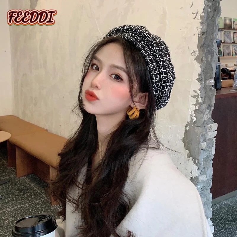 

Клетчатый берет Feeddi, женская красная шляпа художника, осень и зима, новинка 2022, восьмиугольная шляпа