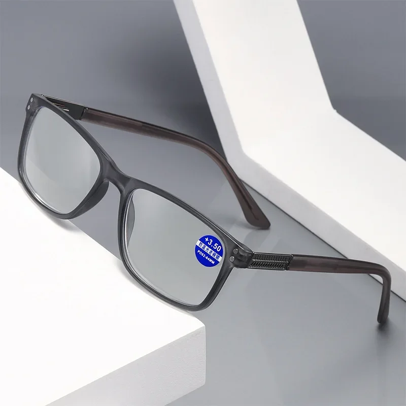 

Пресбиопические очки с полной оправой, нейтральные очки для чтения, HD пресбиопические очки с пружинной дужкой, очки для чтения с прозрачной серой оправой для мужчин