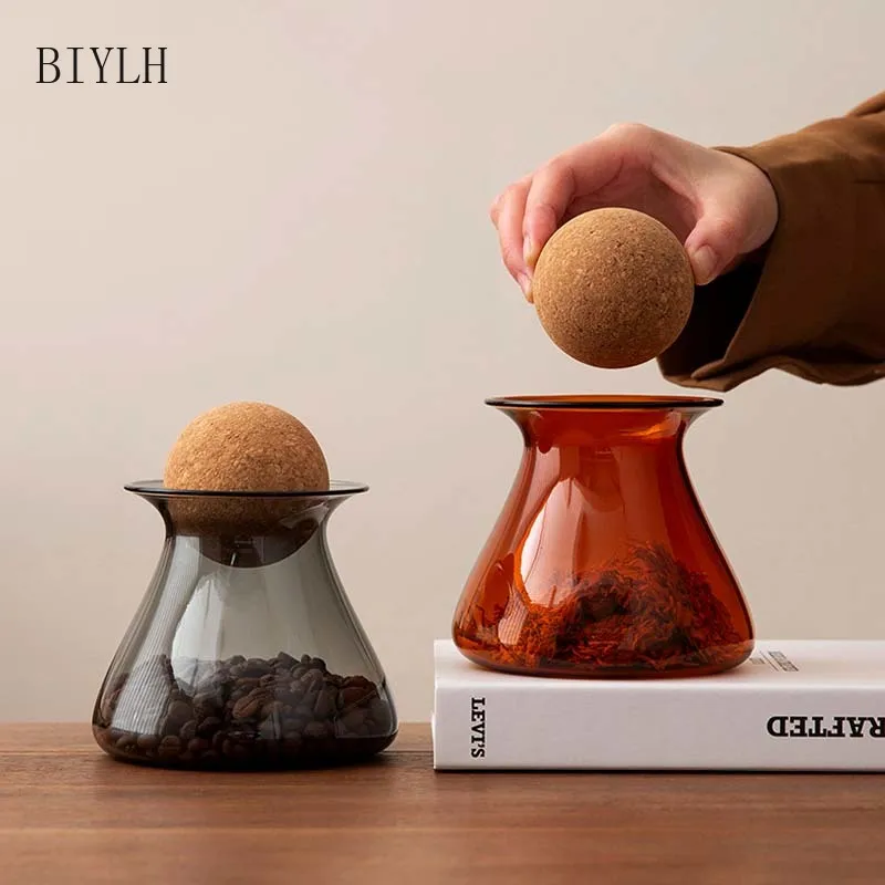 BIYLH 400 мл бак для хранения из витражного стекла банка кофе зерен банки чая с