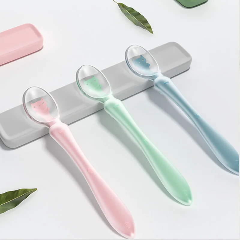 

Newborn Baby Cartoon Spoons Soft Food Grade Silicone Training Spoon for Toddler Child Flatware Utensils Cute Feeding Accessories