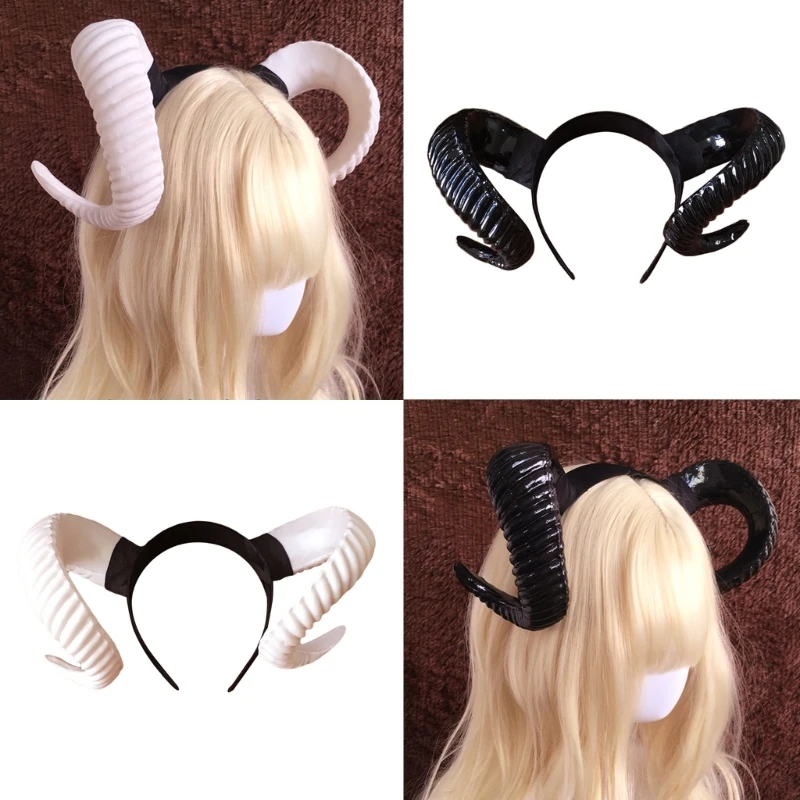 

Halloween Devil Horns Headband Steampunk Antelope Headband Halloween Horn Headwear Halloween Tiaras Hair Hoop