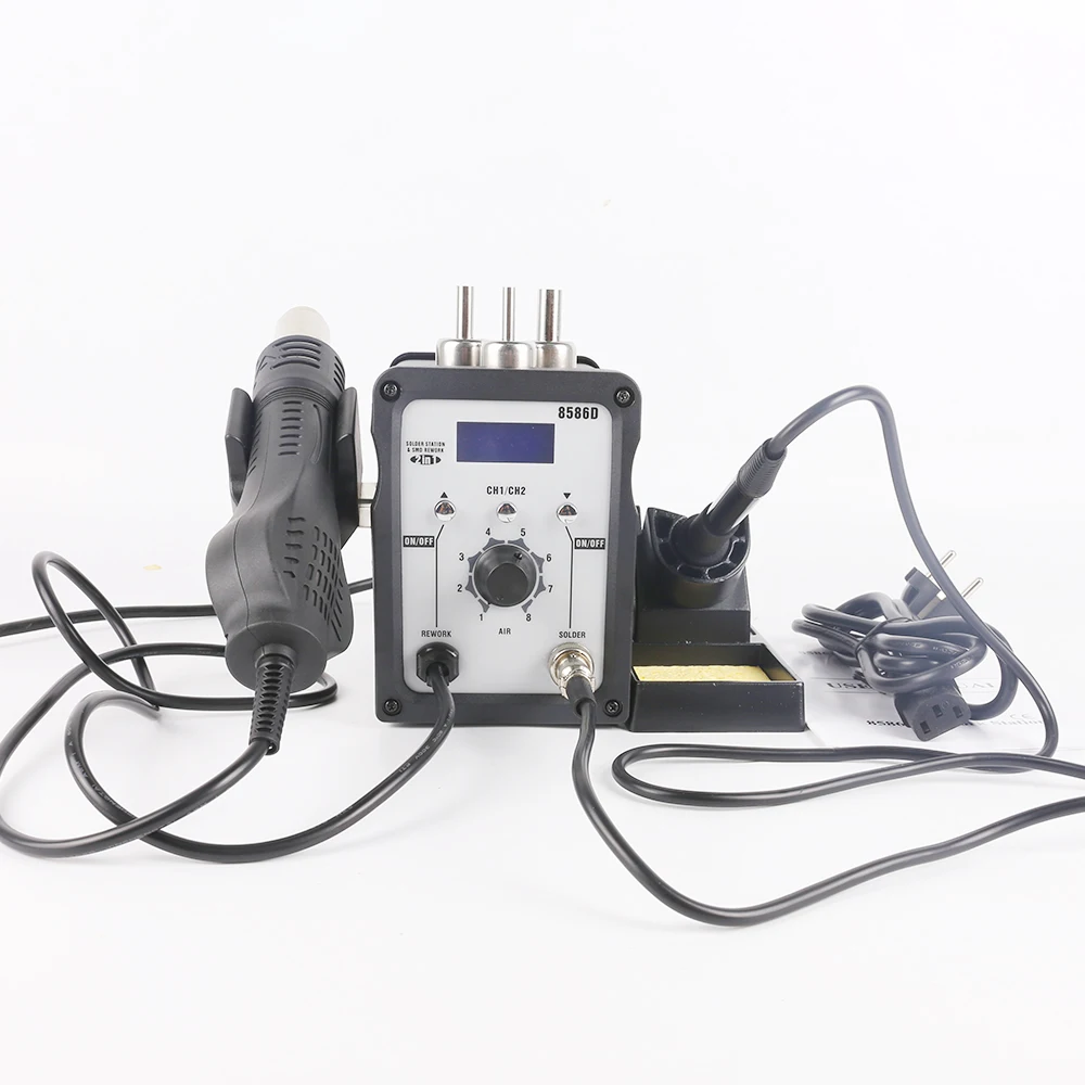 8586D 2 в 1 ESD паяльная станция SMD наладочная набор с термофеном сварочные ремонтные