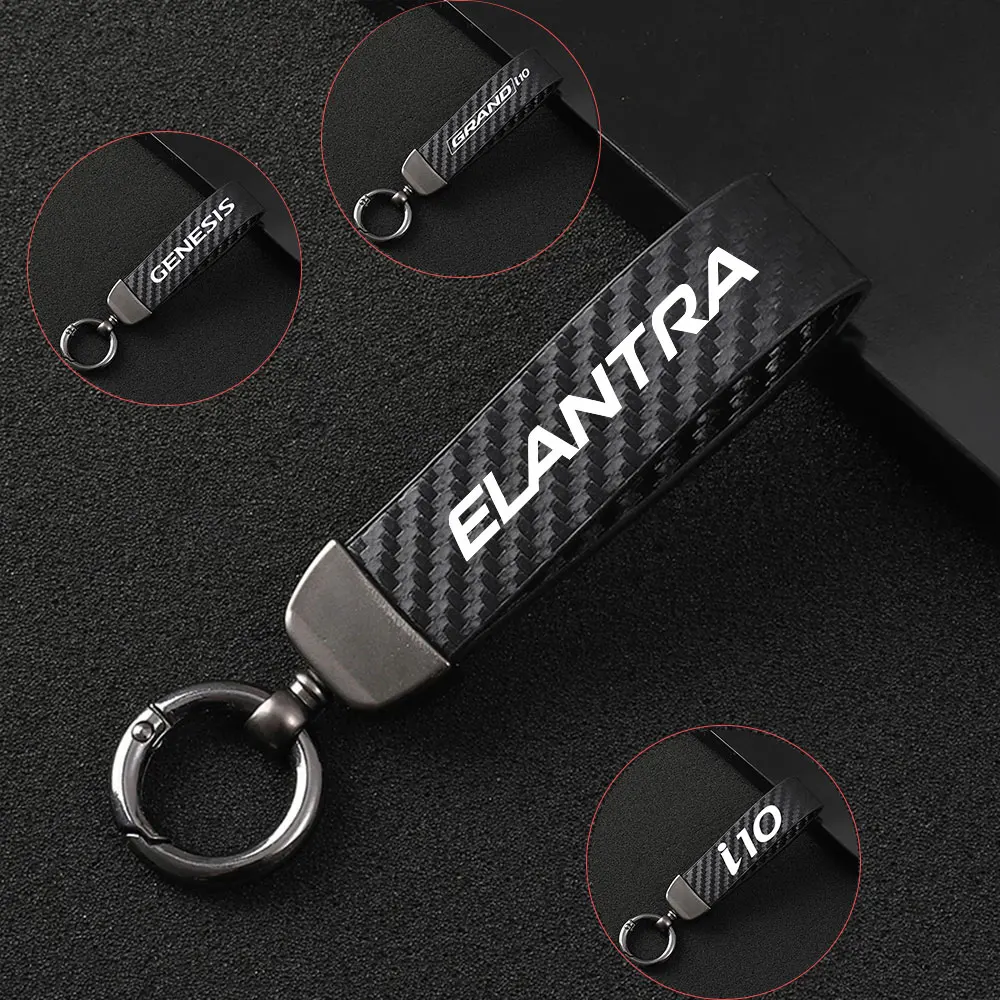 

For Hyundai ELANTRA GENESIS I10 GRAND I10 Fashion Car Key Ring Carbon Fiber Rope Keychain Man Gifts Auto Styling Accessories
