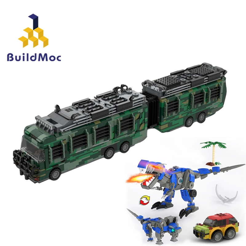 

MOC Jurassic Series Touring Car Train Fleetwood RV Mobile LAB Building Blocks Set Dinosaur Vehicle Bricks Toys For Children Gift