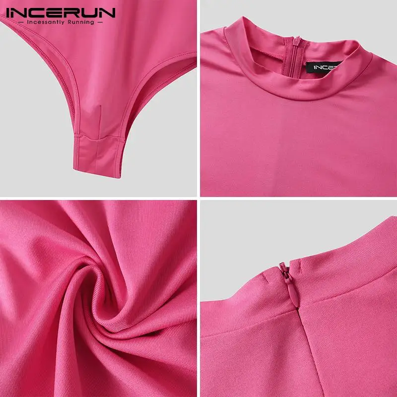 Sexy Casual Style Men Fashionable Hot Sale Short Jumpsuits Undershirt Male Solid Short Sleeve O-neck Onesies S-5XL INCERUN 2022