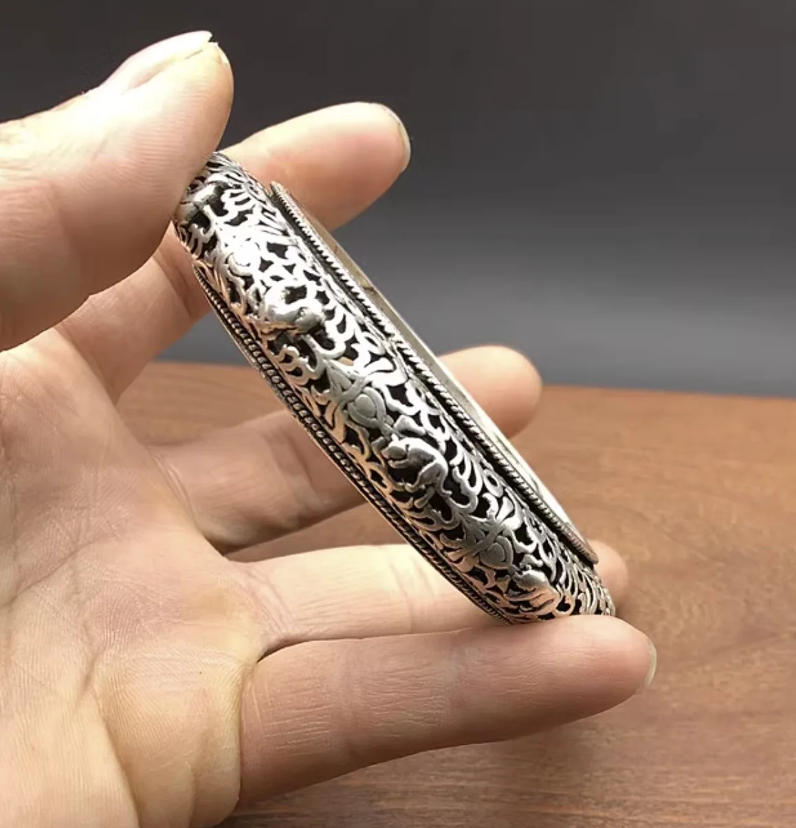 Серебряный браслет Miao в этническом стиле для мужчин и женщин, Открытый браслет ручной работы в ретро-стиле со знаками Зодиака