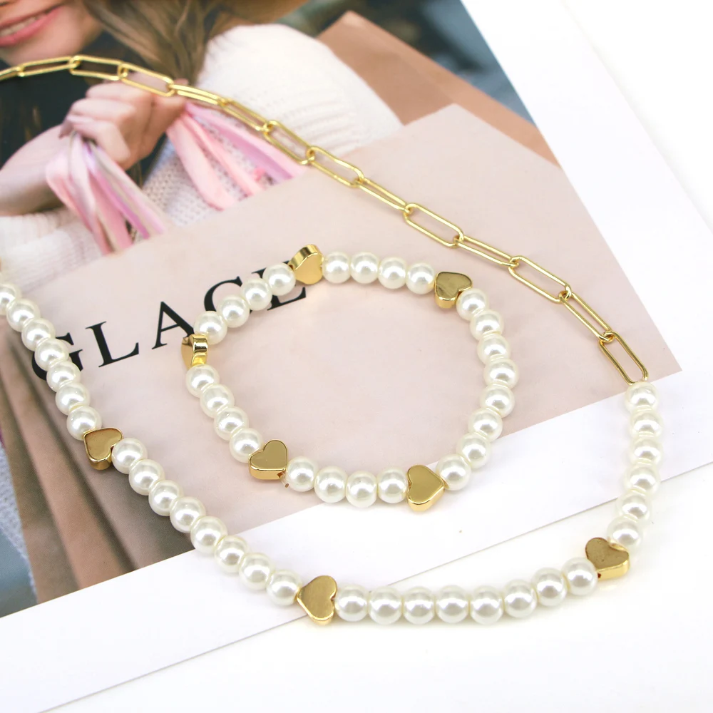 

5 шт., набор женских ювелирных украшений с круглыми жемчужными бусинами