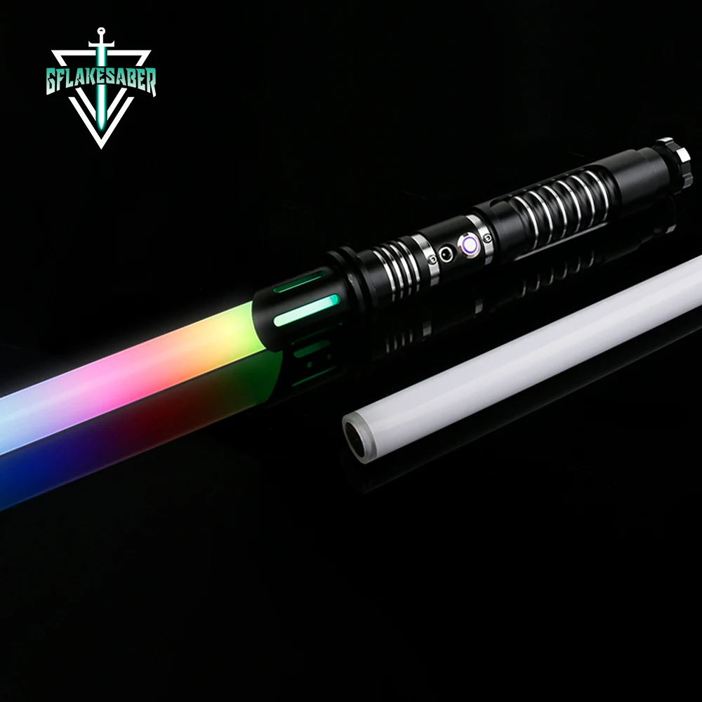 

TXQSABER Heavy Dueling Neo Pixel Lightsaber RGB Smooth Swing Metal Handle Light Saber 12 Color Changing Jedi Force Laser Sword