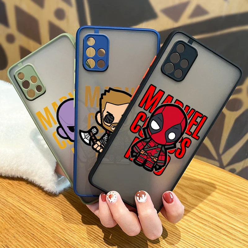 

Marvel Avengers Hero For Samsung Galaxy A72 A52 A71 A51 A70 A32 A21S A03S A02S A12 4G 5G Frosted Translucent Phone Case Cover
