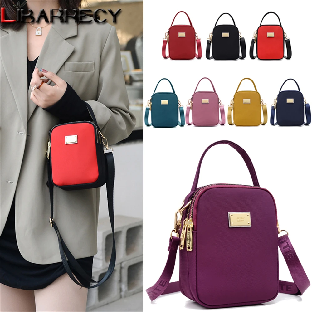 

Fashion Mini Ladies Shoulder Bag Solid Color High Quality Nylon Women Messenger Bags Multifunctional Women's Mobile Phone Bags