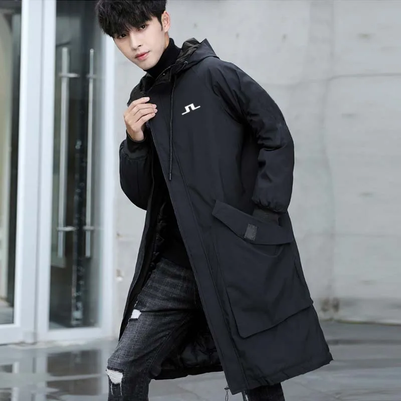 

J Lindeberg Long Trench Coat Golf Spring Autumn Men Fashion Hooded Loose Windbreaker Men's Overcoat Casual Jackets Big Size 8XL