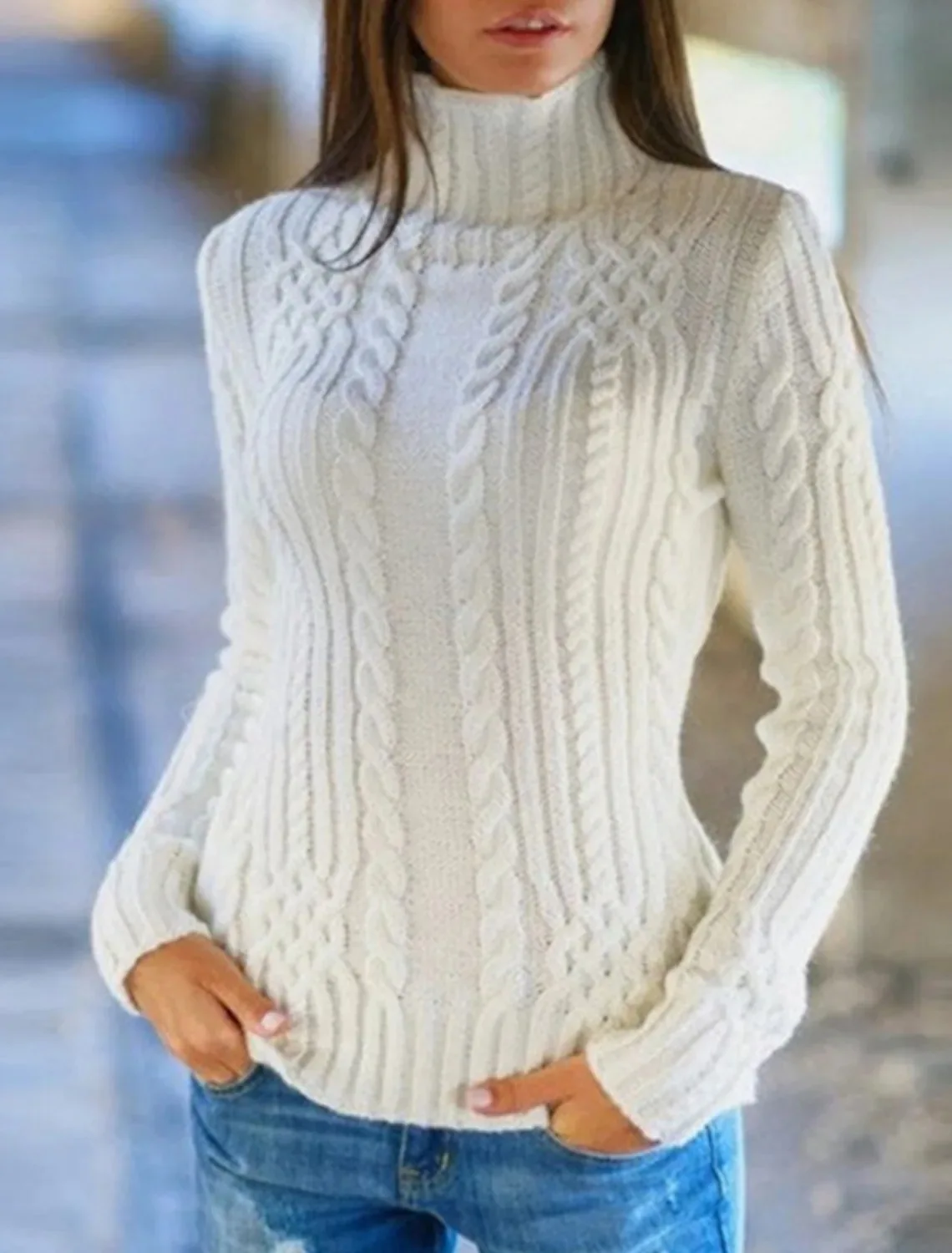 

Autumn and winter women's sweater long-sleeved turtleneck fashion knitted pullover leggings