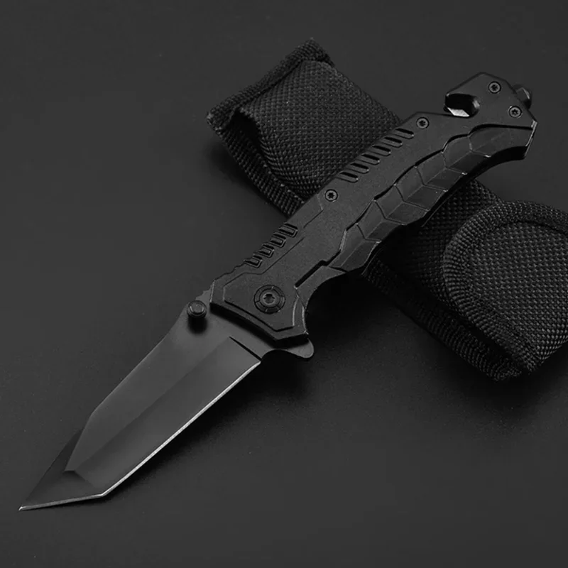 

Mengoing Black Tanto Military Foling Blade Knife Titanizing Full Steel Classic Self-defense Knives For Outdoor Survival