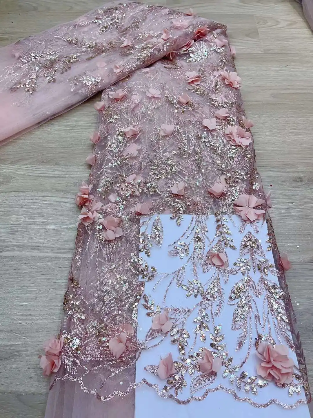 

3D Цветочная африканская кружевная ткань 2022 высокое качество 5 ярдов кружевная вышивка блестками французская Свадебная сетчатая ткань для вечеринки