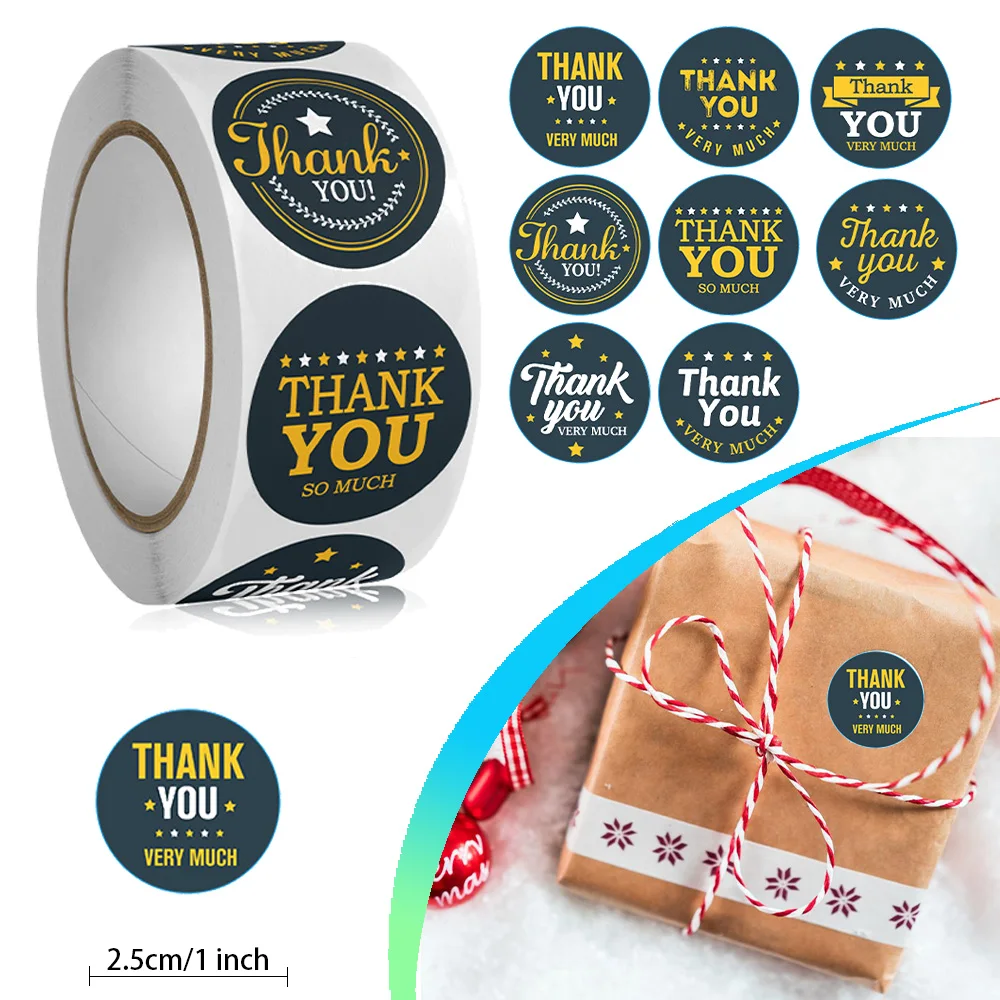 

100-500pcs Stickers for Kids Thank You Birthday Cute Seals Cards Teachers Package Sticker Aesthetic Accessories Hand Made
