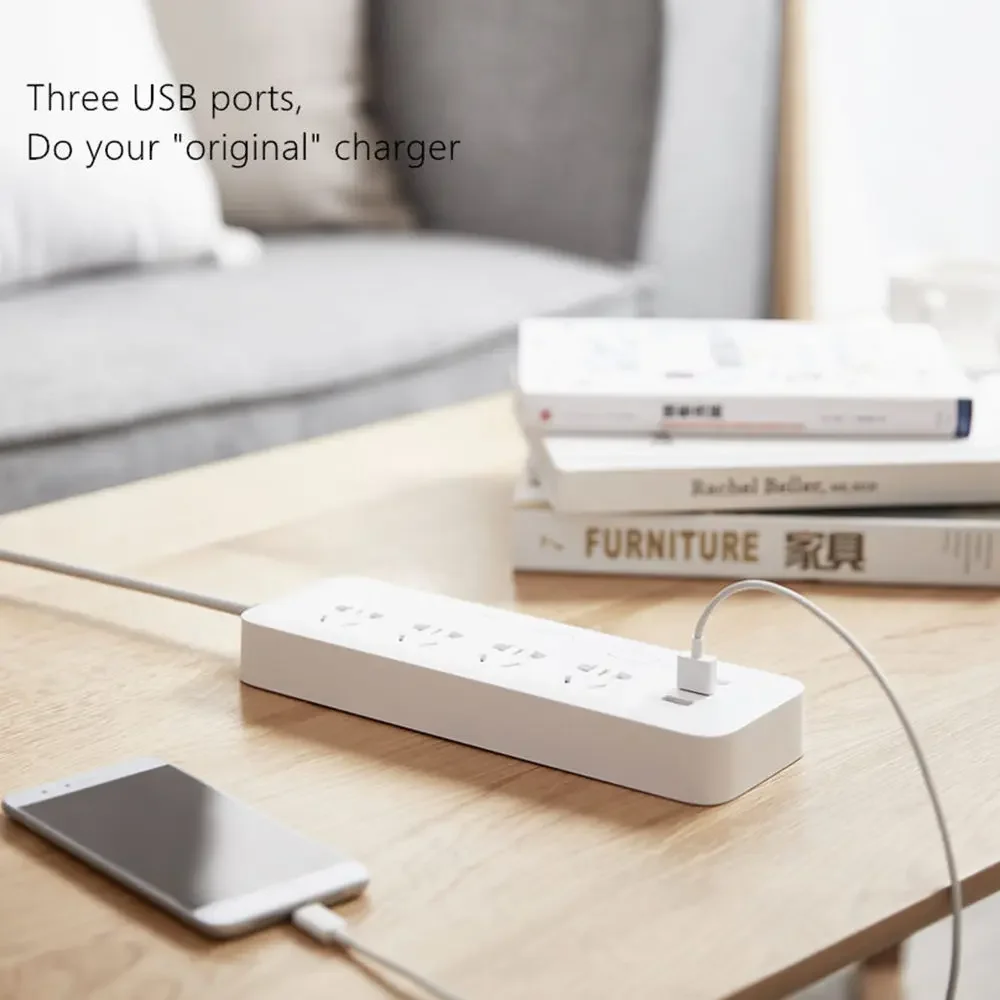 Удлинитель Xiaomi Mijia с 3 USB-портами и 4 портами 2500 Вт