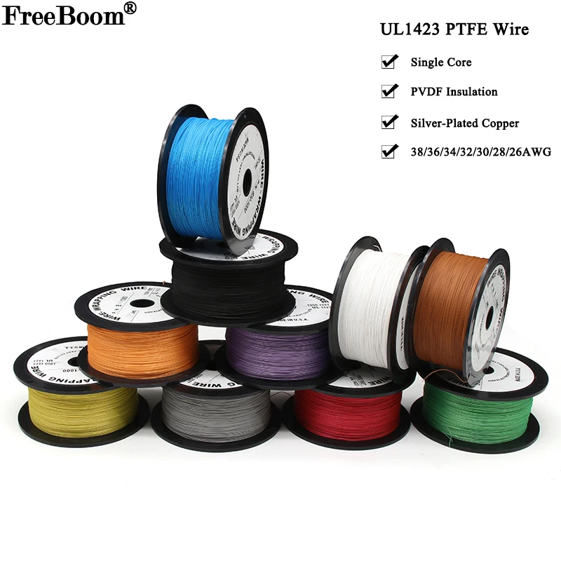 

5/10/50 м UL1423 PTFE Посеребренная Медная Проволока 38/36/34/30/28/26awg микро тонкий высокотемпературный электронный «сделай сам» одножильный кабель