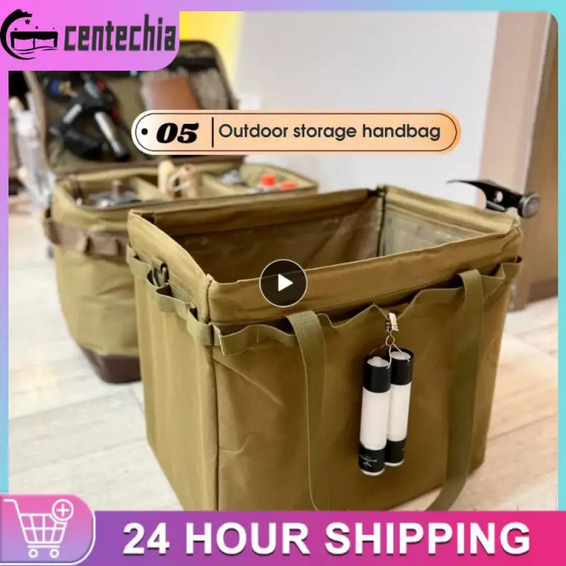 

Large Capacity Three Levels Storage Space Tableware Bag Waterproof Storage Bag External Hook Camping Bag Outdoor Package Nylon