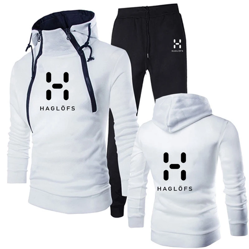 

2022 Brand Fall Winter HAGLOFS Fashion Men's Sportswear Sweatshirt and Pants Zipper Design Thickening Men's Hooded Sportswear