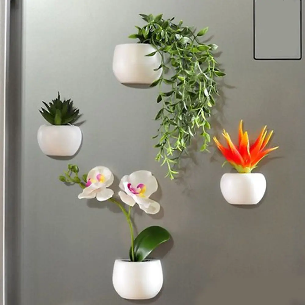 

Simulation Plant Refrigerator Magnets Bonsai Succulent Plant Magnet Button Potted Plant Refrigerator Sticker Home Decoration