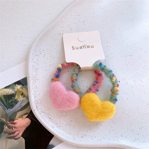 Заколки для волос Inforest, сердечко, шерстяные, для девочек