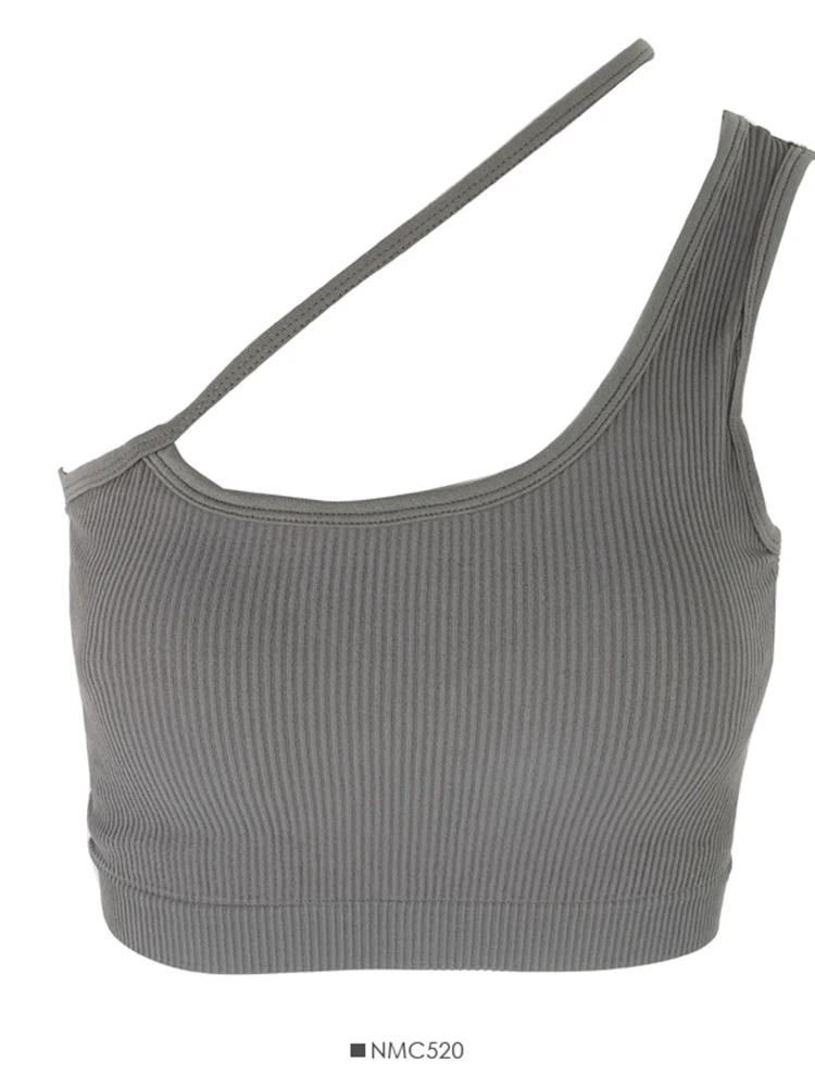 

Женская летняя майка с косым плечом и воротником-стойкой