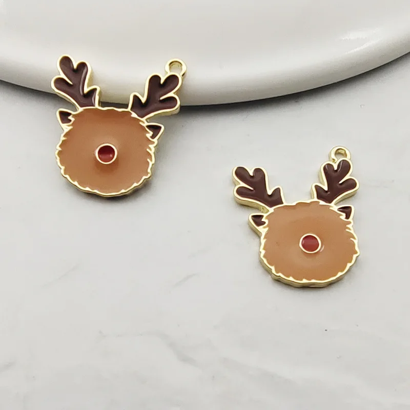 

10pcs Deer At Christmas Enamel Charms Oil Drop Zinc Alloy Handmaking DIY Floating Pendant Fashion Jewelry Accessories