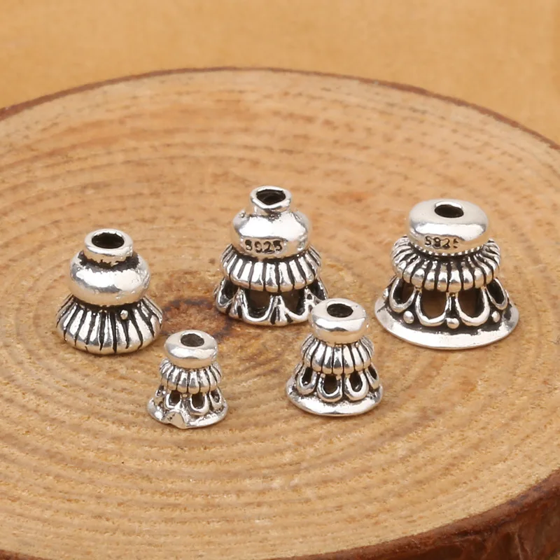 

S925 Sterling Silver Jewelry DIY 108 Buddhist Beads Accessories Buddha Head Tee 5mm Mini Small Stupa Wholesale