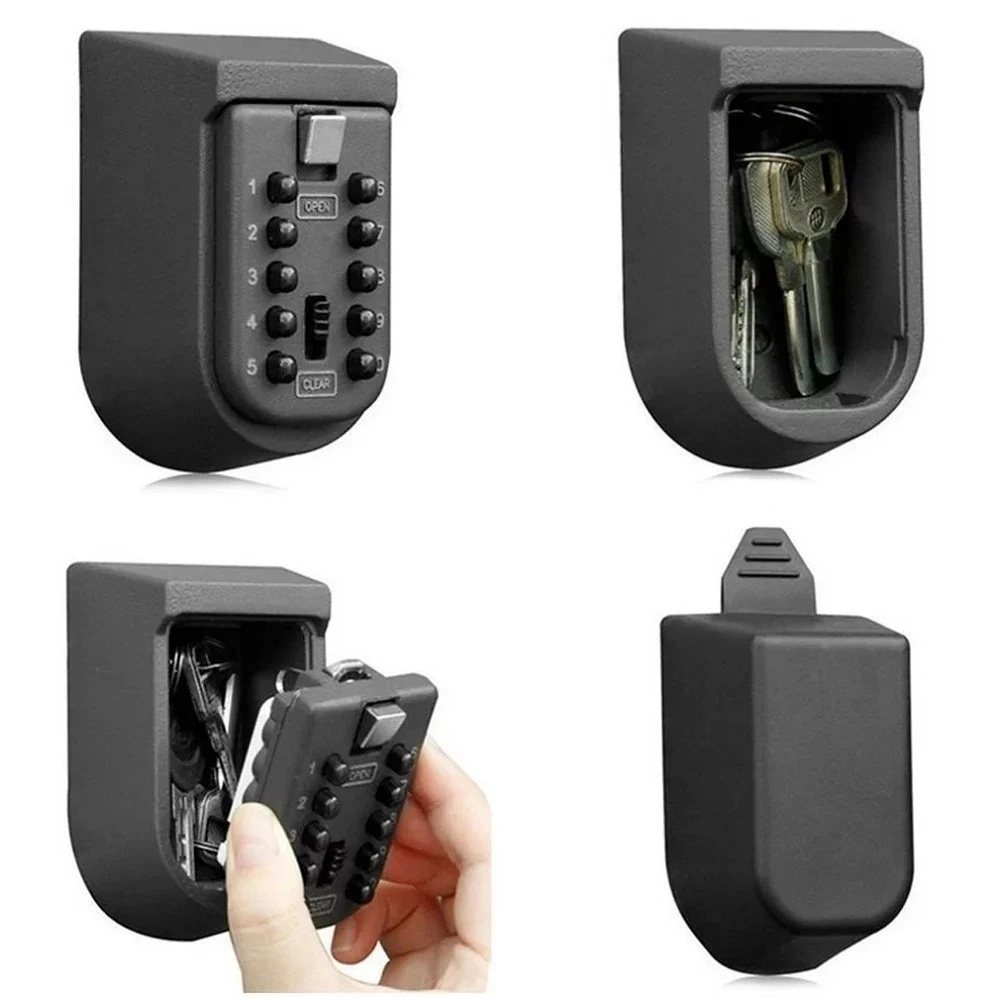 Wall Mounted Outdoor Key Storage Lock Box 10 Digit Push-Button Combination Password Key Safe Box Resettable Code Key Holder images - 6